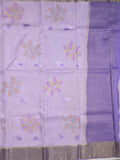 Dupion fancy floral printed saree with zari border and attached plain blouse