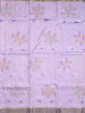 Dupion fancy floral printed saree with zari border and attached plain blouse