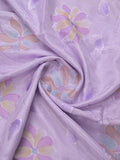 Dupion fancy floral printed saree with zari border and attached plain blouse