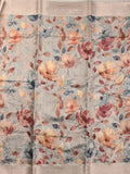 Chanderi fancy saree light grey color allover prints & zari border with rich pallu and printed blouse