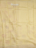 Dupion fancy floral printed saree with zari border and attached plain blouse
