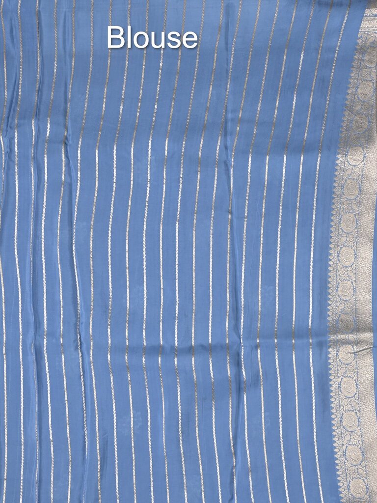 Satin silk fancy sarees allover zari motifs & zari border with plain contrast stripes blouse