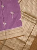 Satin silk fancy sarees allover zari motifs & zari border with plain contrast stripes blouse