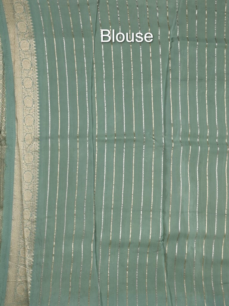 Satin silk fancy sarees allover zari motifs & zari border with plain contrast stripes blouse