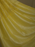 Mangalagiri fancy saree yellow color allover prints & zari border with rich pallu and plain blouse