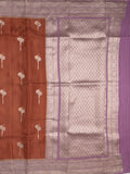 Satin silk fancy sarees allover zari motifs & zari border with plain contrast stripes blouse
