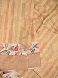 Chanderi fancy saree sandal color allover prints & zari border with rich pallu and contrast printed blouse