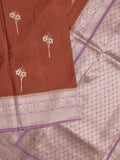 Satin silk fancy sarees allover zari motifs & zari border with plain contrast stripes blouse
