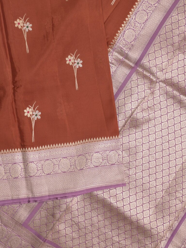 Satin silk fancy sarees allover zari motifs & zari border with plain contrast stripes blouse