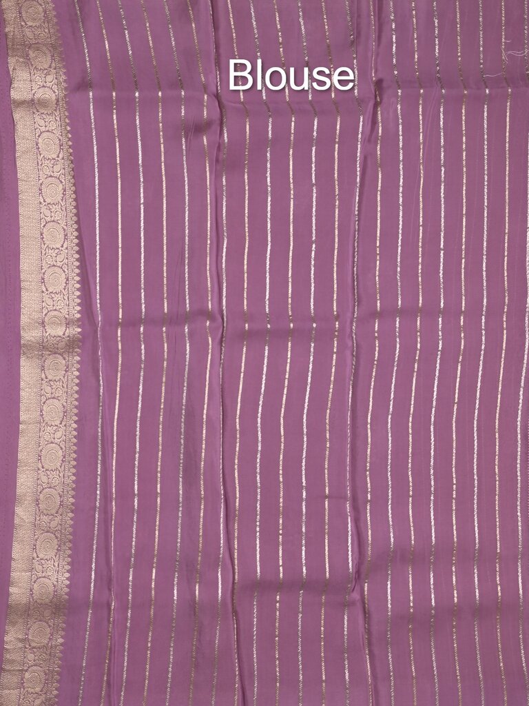 Satin silk fancy sarees allover zari motifs & zari border with plain contrast stripes blouse