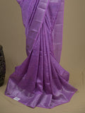Mangalagiri fancy saree purple color allover prints & zari border with rich pallu and plain blouse