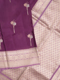 Satin silk fancy sarees allover zari motifs & zari border with plain contrast stripes blouse