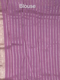 Satin silk fancy sarees allover zari motifs & zari border with plain contrast stripes blouse