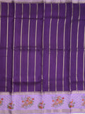 Tabby silk fancy saree allover zari stripes with contrast pallu and attached blouse