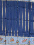 Tabby silk fancy saree allover zari stripes with contrast pallu and attached blouse