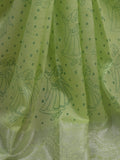 Mangalagiri fancy saree light green color allover prints & zari border with rich pallu and plain blouse