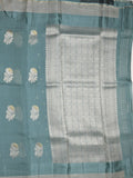 Pure kota fancy saree allover zari motifs & zari border with attached self blouse