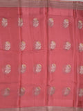 Pure kota fancy saree allover zari motifs & zari border with attached self blouse