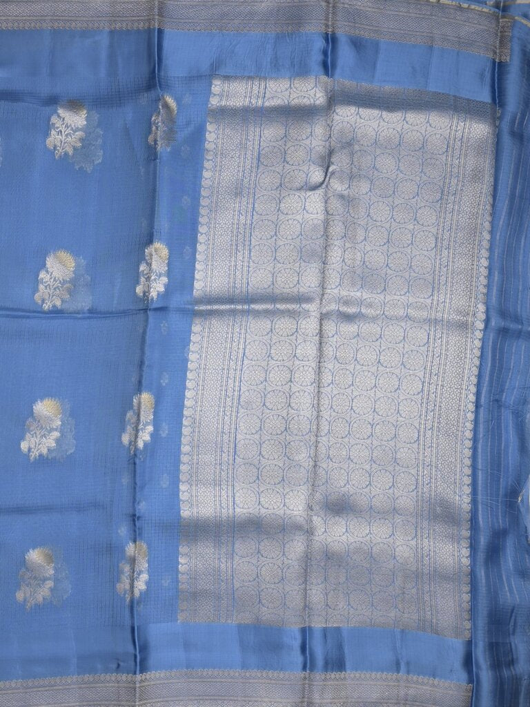 Pure kota fancy saree allover zari motifs & zari border with attached self blouse
