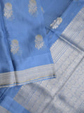 Pure kota fancy saree allover zari motifs & zari border with attached self blouse