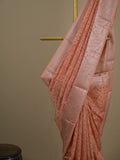 Mangalagiri fancy saree peach color allover prints & zari border with rich pallu and plain blouse