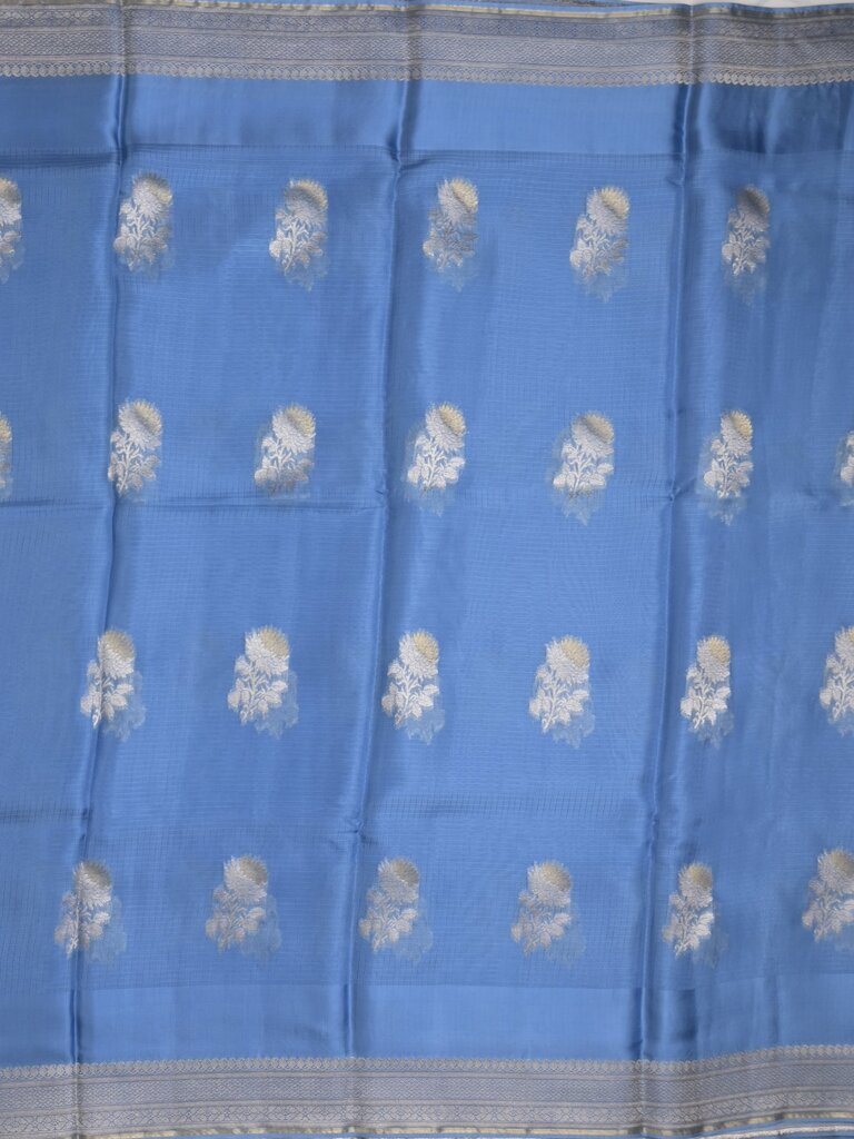 Pure kota fancy saree allover zari motifs & zari border with attached self blouse