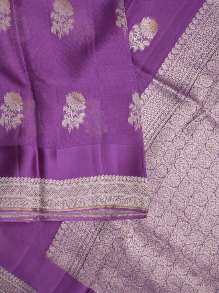 Pure kota fancy saree allover zari motifs & zari border with attached self blouse