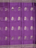 Pure kota fancy saree allover zari motifs & zari border with attached self blouse