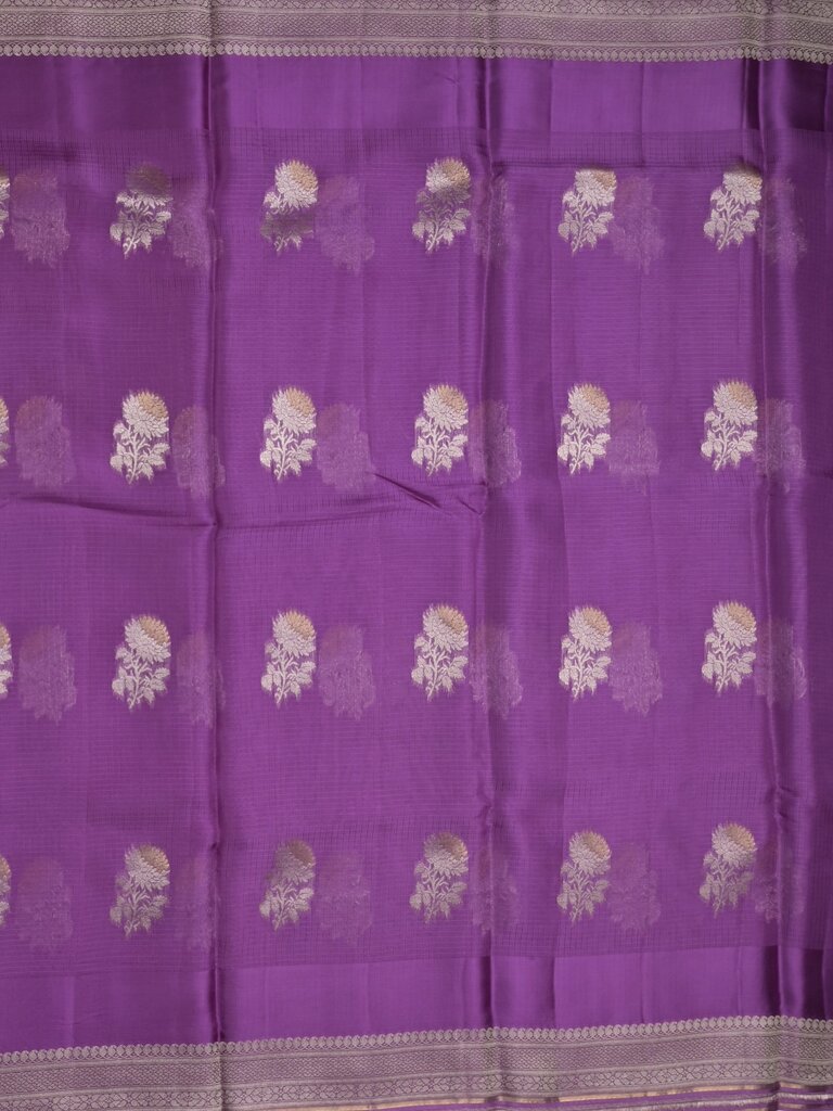 Pure kota fancy saree allover zari motifs & zari border with attached self blouse