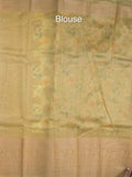 Dupion printed fancy saree with big zari border and matching blouse