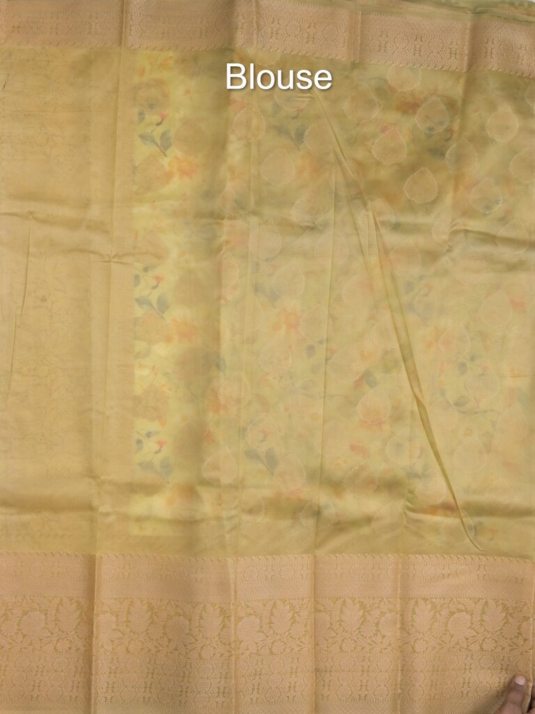 Dupion printed fancy saree with big zari border and matching blouse