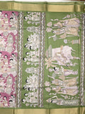 Dola silk fancy saree purple color allover prints & zari border with printed pallu and printed blouse