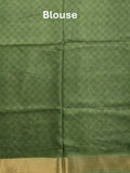 Dola silk fancy saree yellow color allover prints & zari border with printed pallu and printed blouse