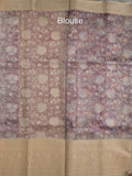 Dupion printed fancy saree with big zari border and matching blouse