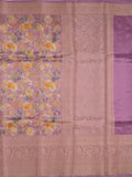 Dupion printed fancy saree with big zari border and matching blouse