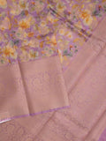 Dupion printed fancy saree with big zari border and matching blouse