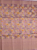 Dupion printed fancy saree with big zari border and matching blouse