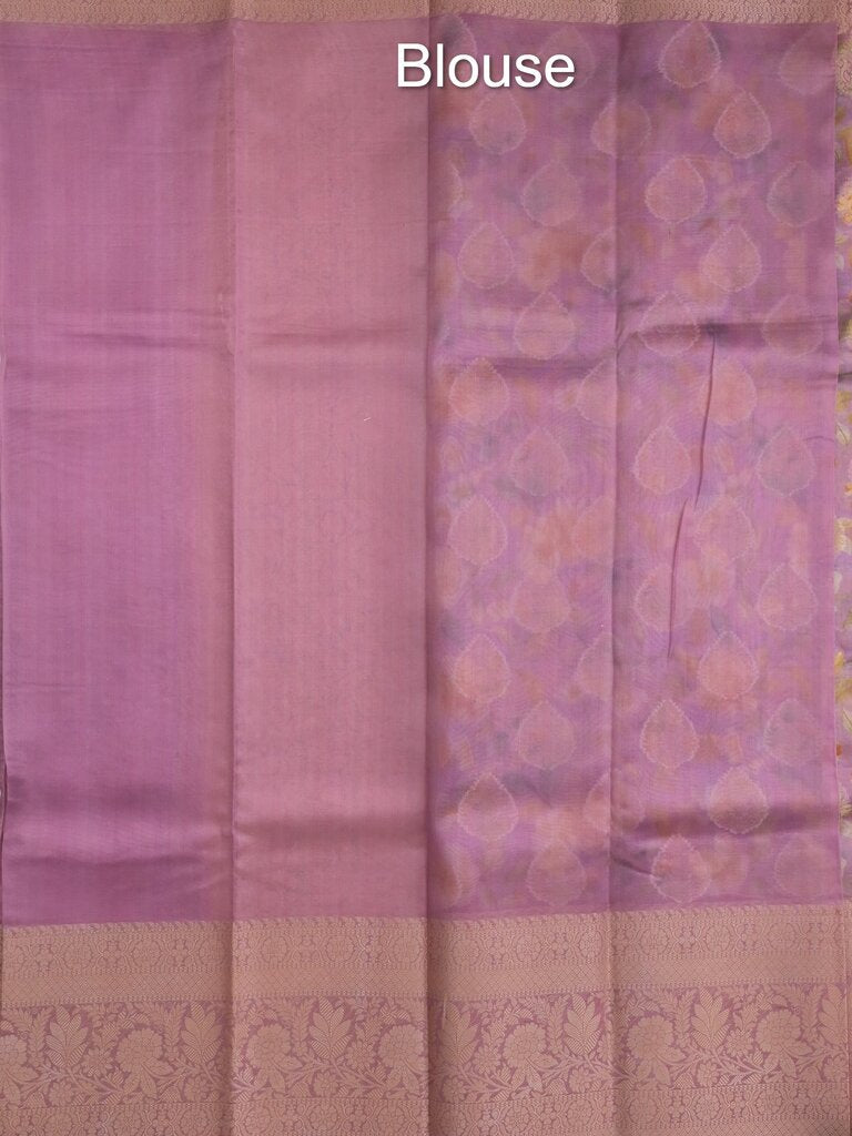 Dupion printed fancy saree with big zari border and matching blouse