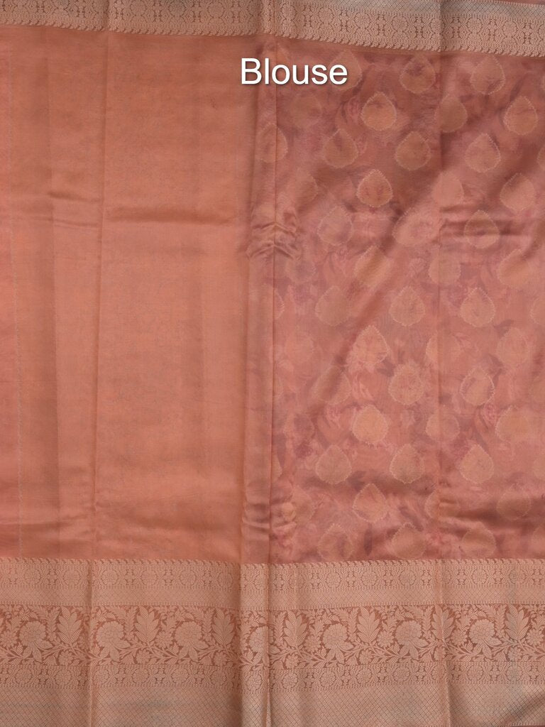 Dupion printed fancy saree with big zari border and matching blouse