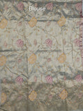 Dupion fancy saree allover stripes with embroidery cutwork border and tissue blouse