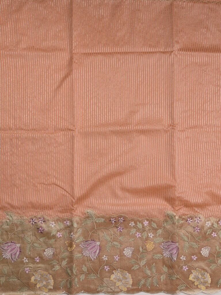 Dupion fancy saree allover stripes with embroidery cutwork border and tissue blouse