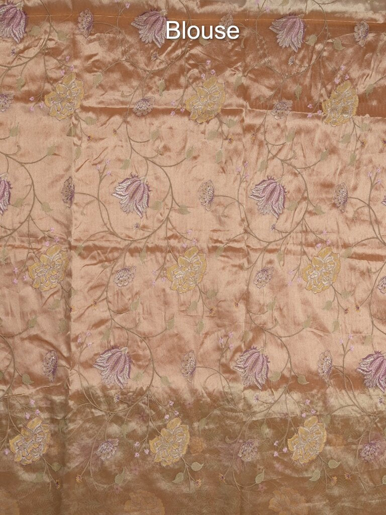 Dupion fancy saree allover stripes with embroidery cutwork border and tissue blouse