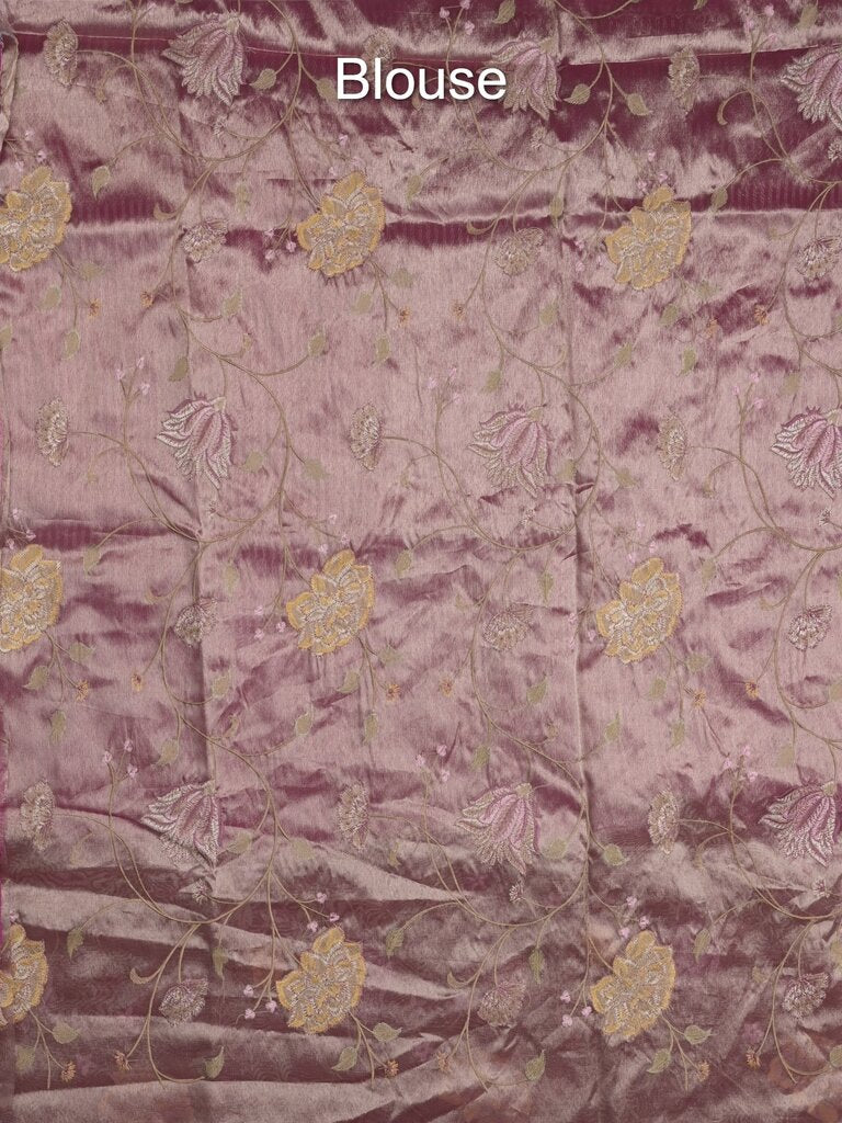 Dupion fancy saree allover stripes with embroidery cutwork border and tissue blouse