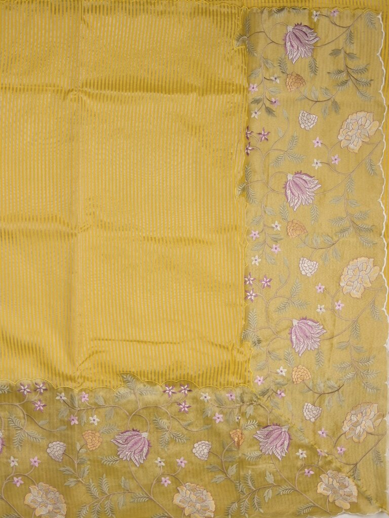 Dupion fancy saree allover stripes with embroidery cutwork border and tissue blouse