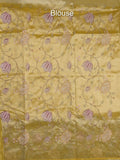 Dupion fancy saree allover stripes with embroidery cutwork border and tissue blouse