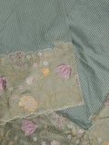 Dupion fancy saree allover stripes with embroidery cutwork border and tissue blouse