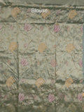 Dupion fancy saree allover stripes with embroidery cutwork border and tissue blouse