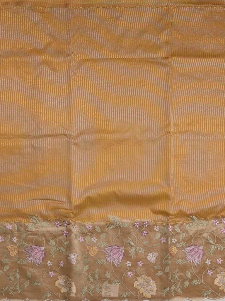 Dupion fancy saree allover stripes with embroidery cutwork border and tissue blouse