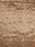 Dupion fancy saree allover stripes with embroidery cutwork border and tissue blouse