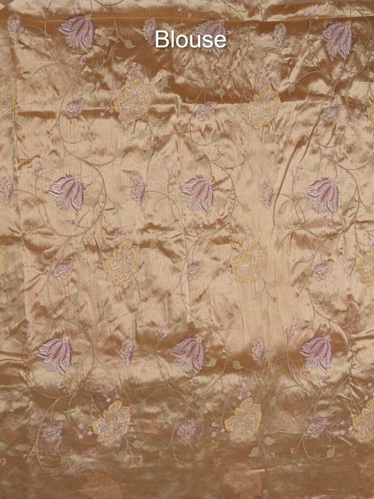 Dupion fancy saree allover stripes with embroidery cutwork border and tissue blouse